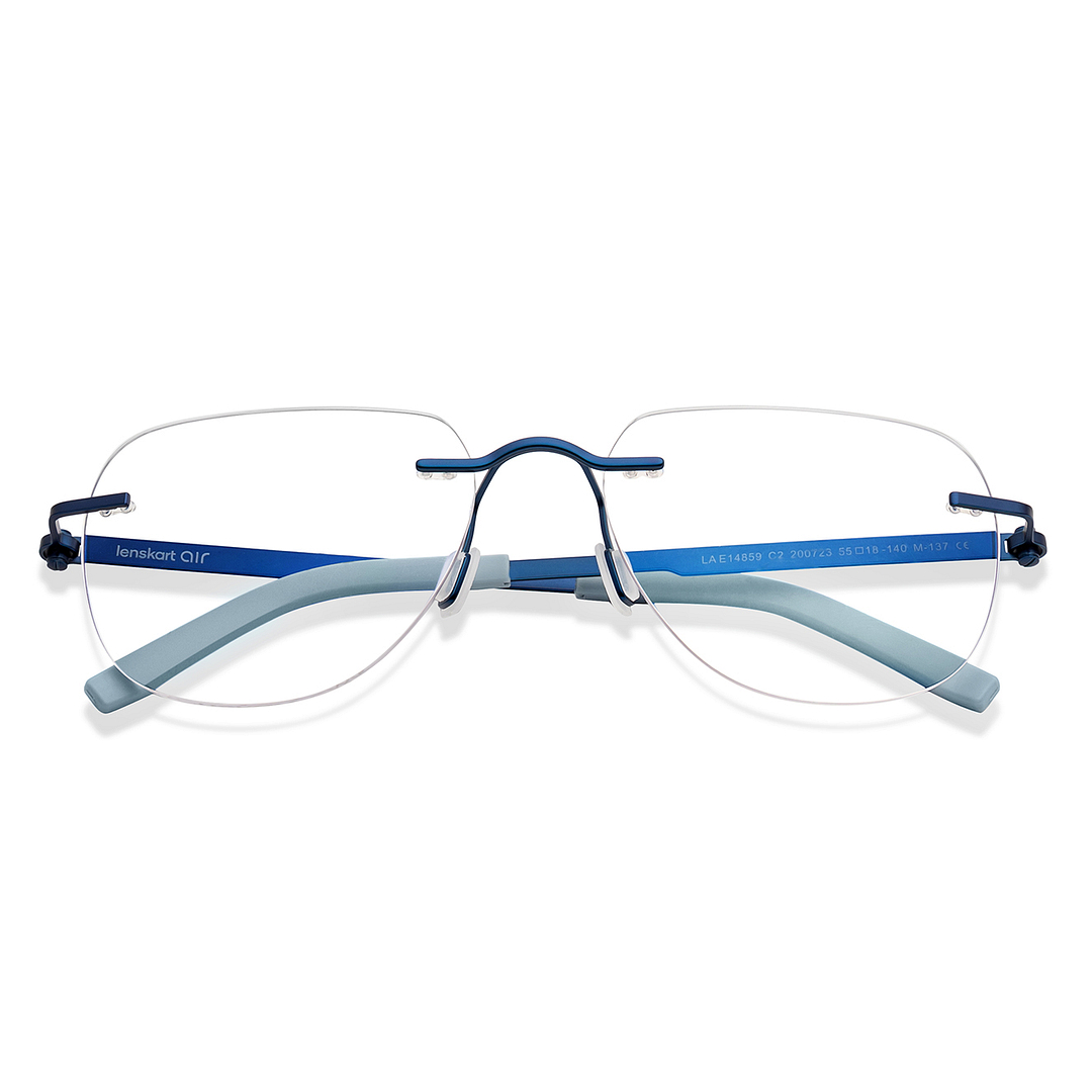 Lenskart Air Online Sky Blue Rimless Square left side