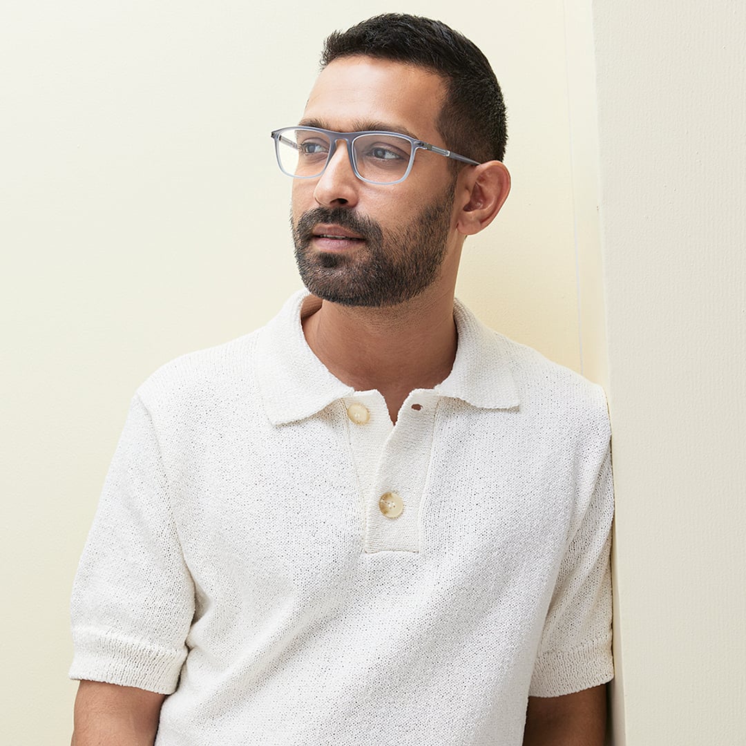 Lenskart Air Gray Transparent Full Rim Square left side