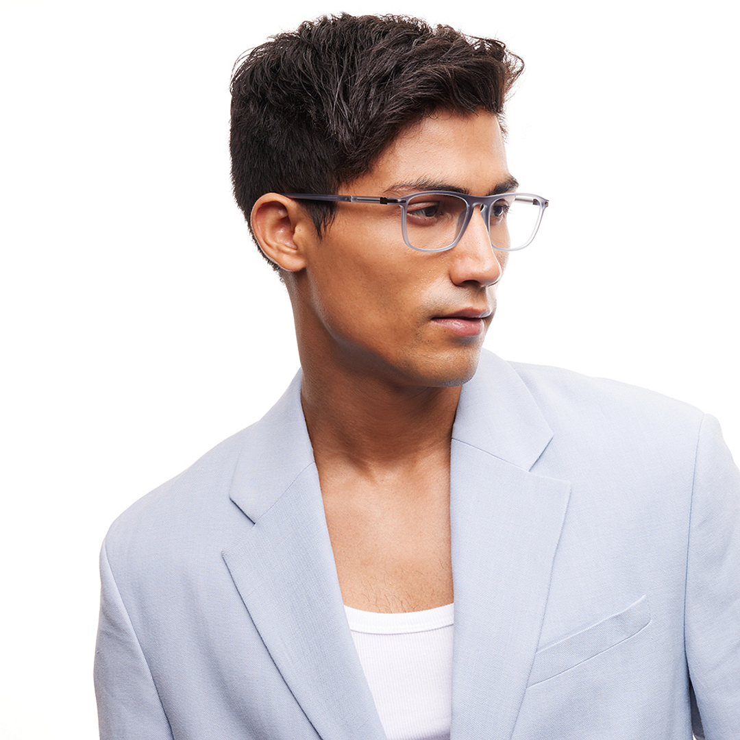 Lenskart Air Gray Transparent Full Rim Square left side