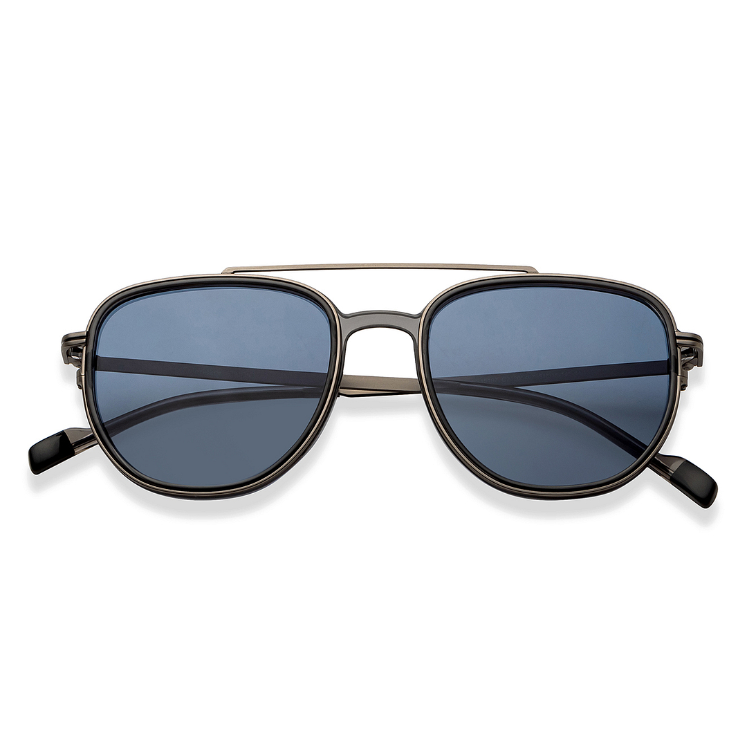 Lenskart Studio Online Gunmetal Full Rim Aviator left side