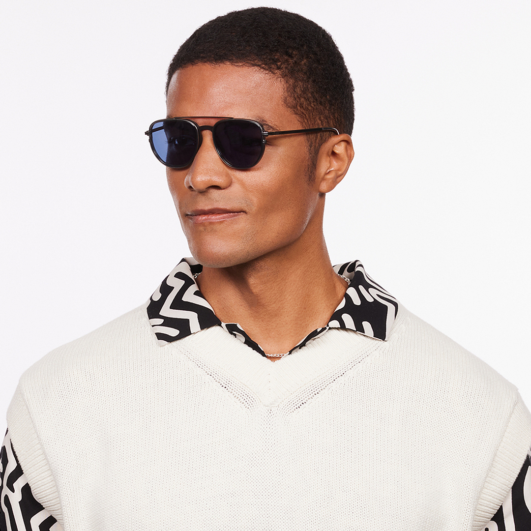 Lenskart Studio Online Gunmetal Full Rim Aviator right side