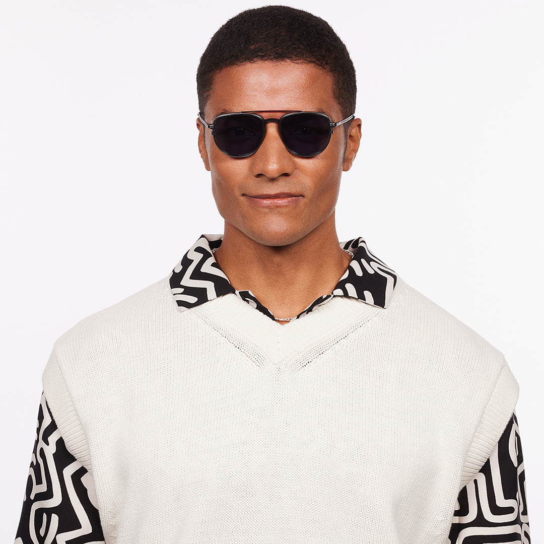 Lenskart Studio Online Gunmetal Full Rim Aviator left side