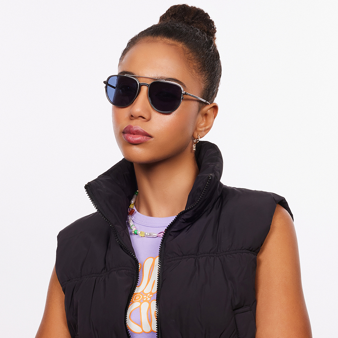 Lenskart Studio Online Gunmetal Full Rim Aviator right side