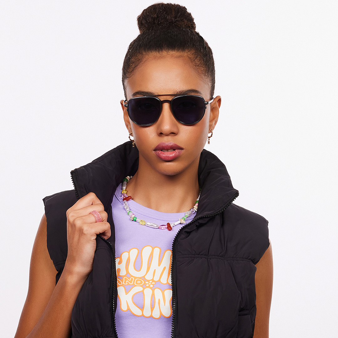 Lenskart Studio Online Gunmetal Full Rim Aviator left side