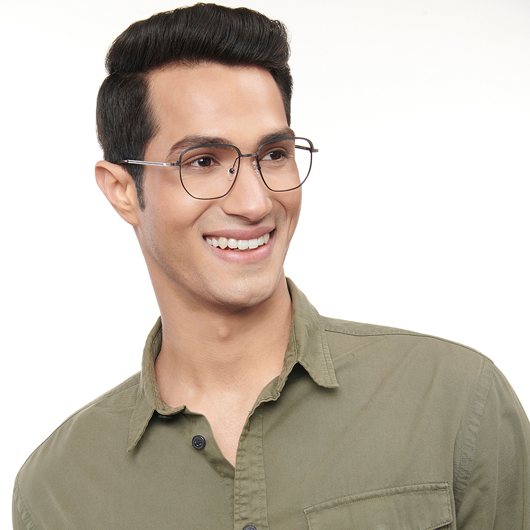 Lenskart Studio Online Mid Gunmetal Full Rim Geometric left side
