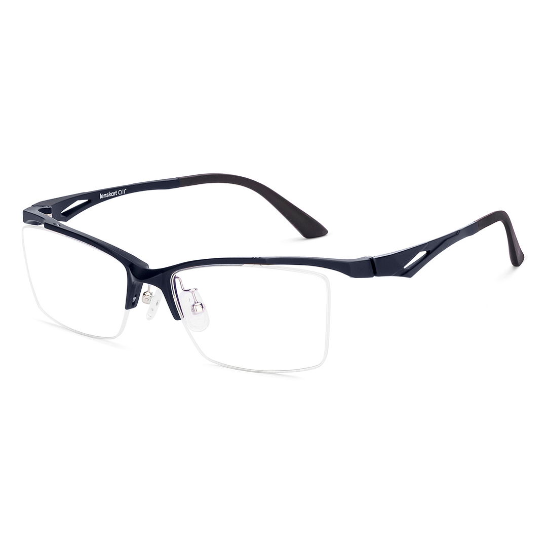 Lenskart Air Blue Half Rim Rectangle left side