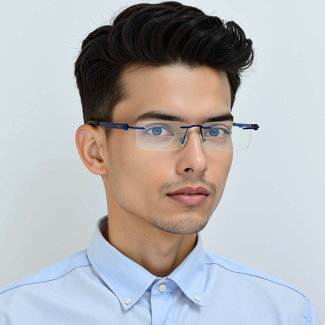 Lenskart Air Blue Rimless Rectangle right side