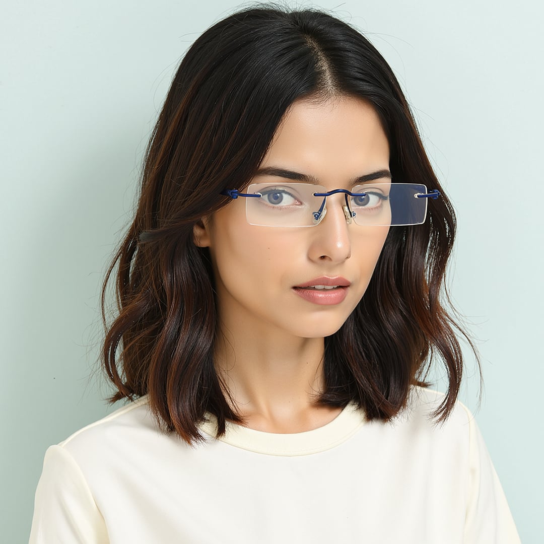 Lenskart Air Blue Rimless Rectangle right side