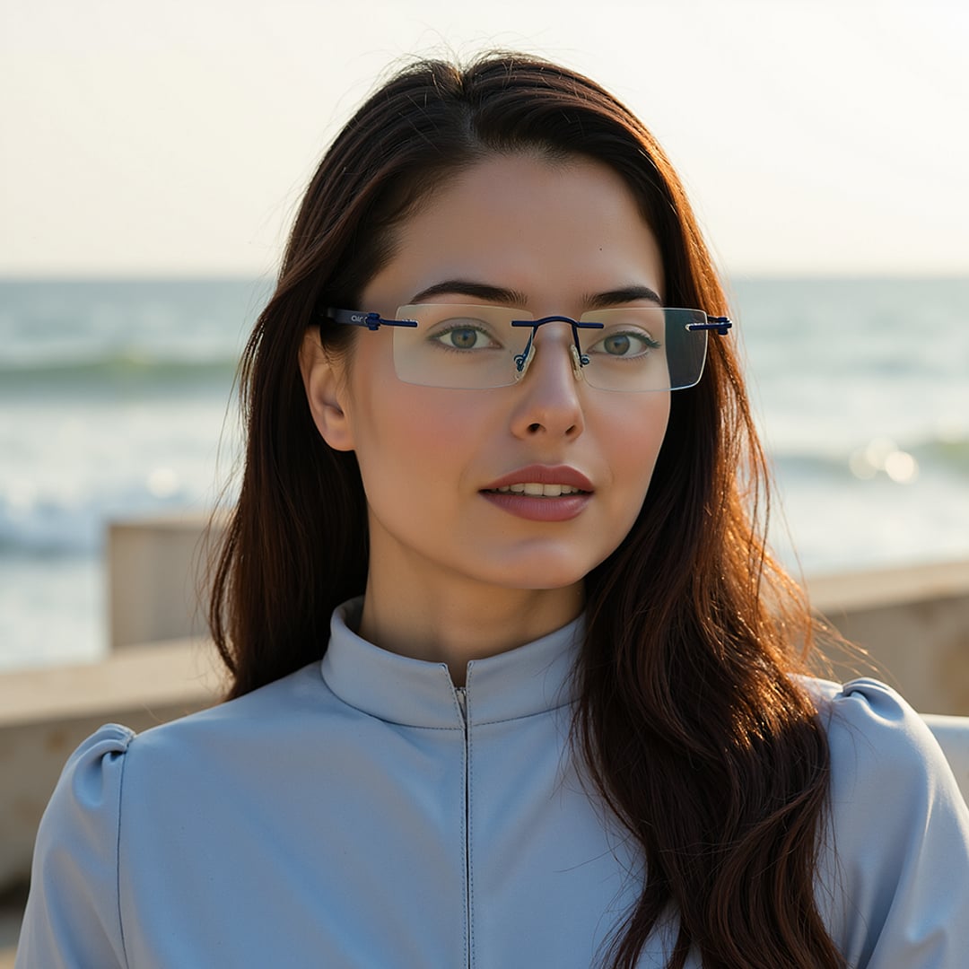 Lenskart Air Blue Rimless Rectangle right side