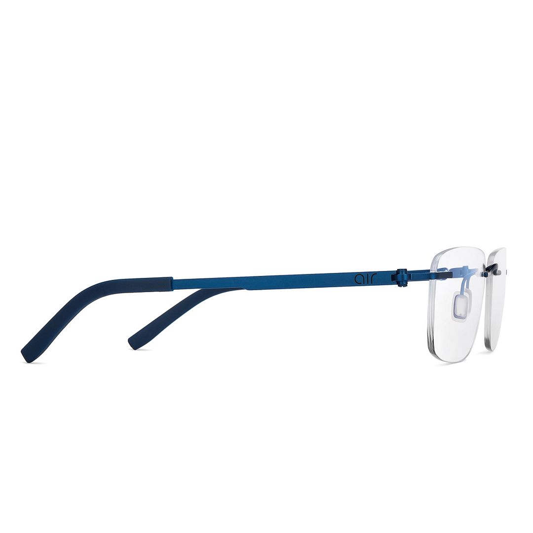 Lenskart Air Sky Blue Rimless Rectangle left side