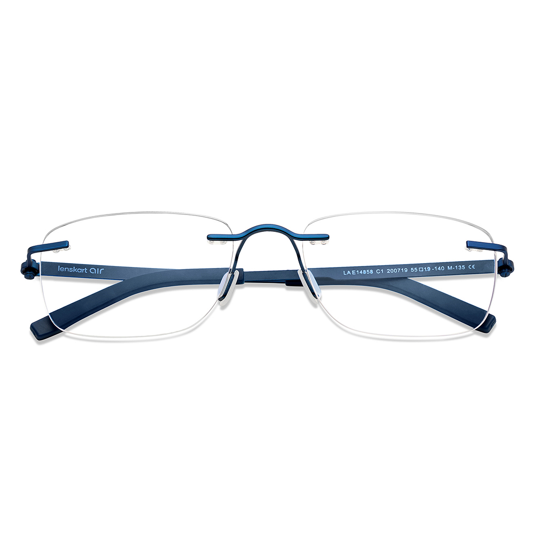 Lenskart Air Sky Blue Rimless Rectangle left side