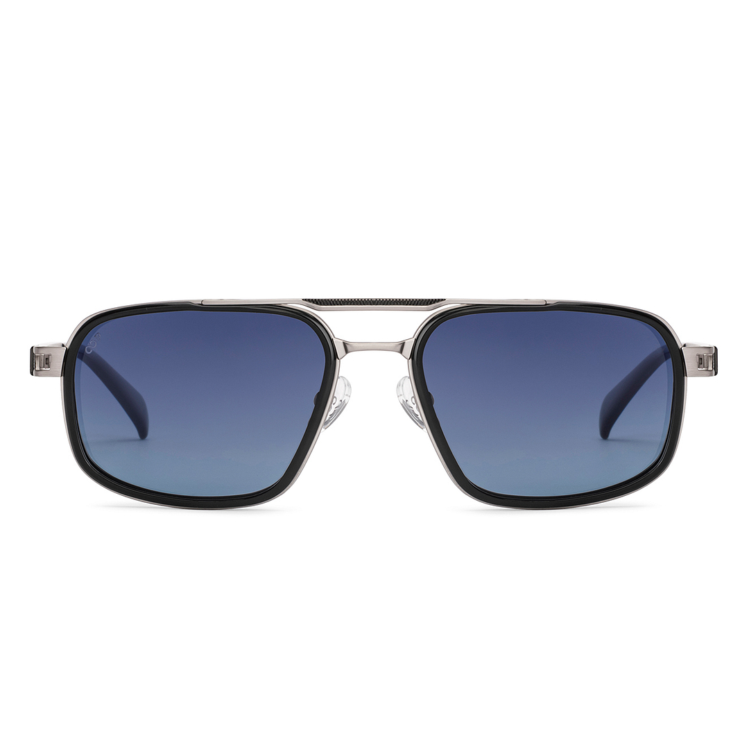 Blue Silver Full Rim Rectangle Lenskart Studio VC Sun Metal LK