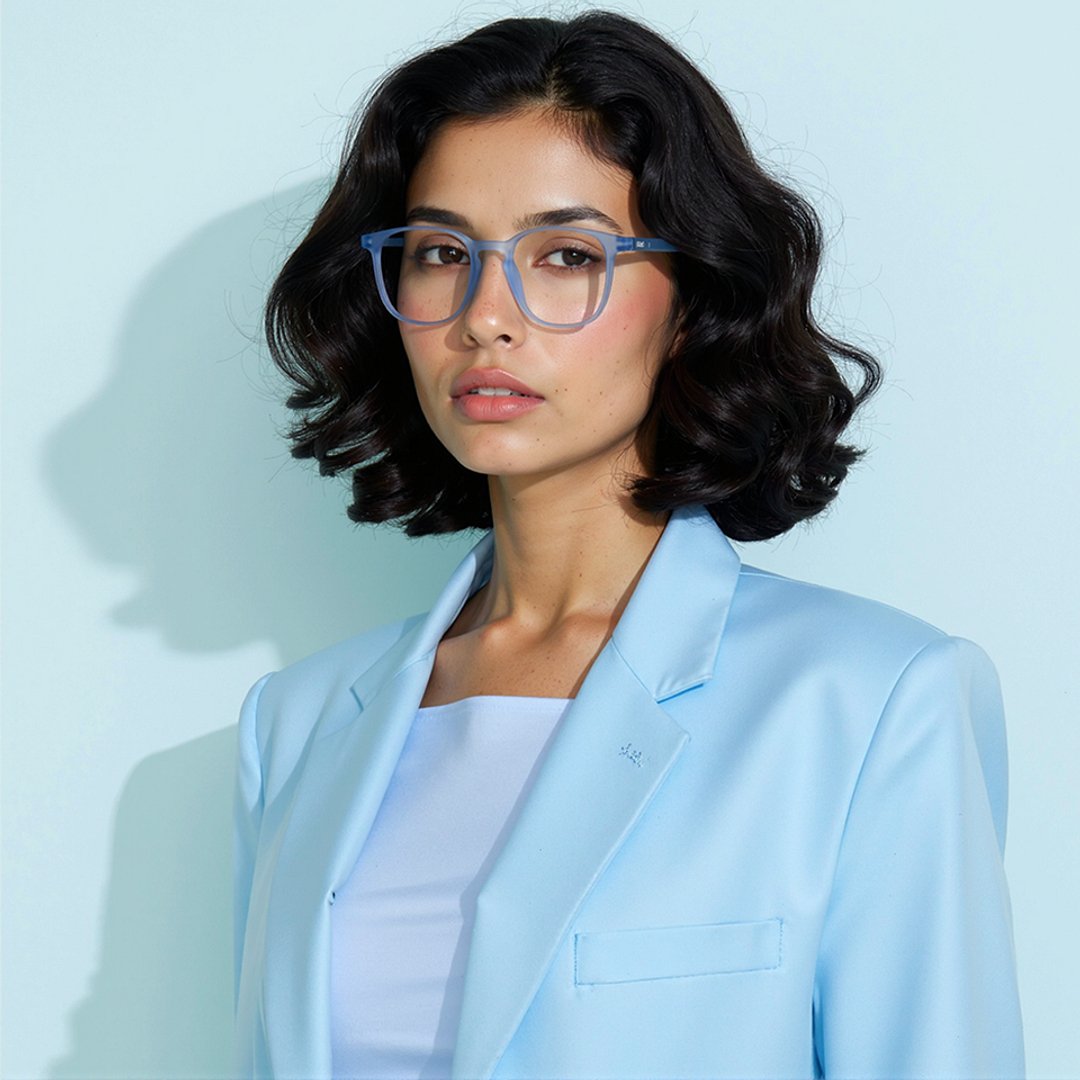 Lenskart Hustlr Blue sky Full Rim Square left side