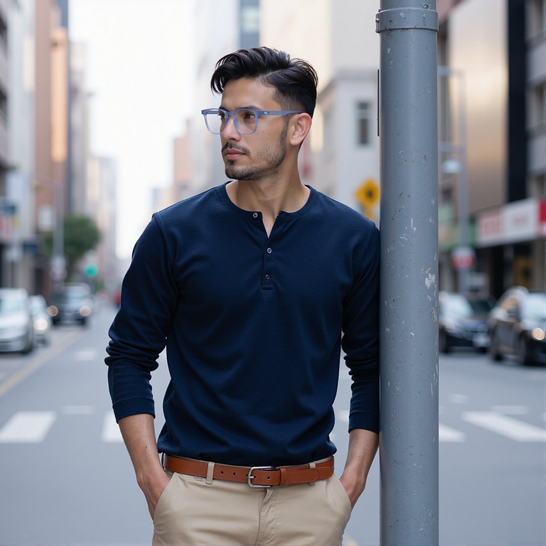 Lenskart Hustlr Blue sky Full Rim Square left side