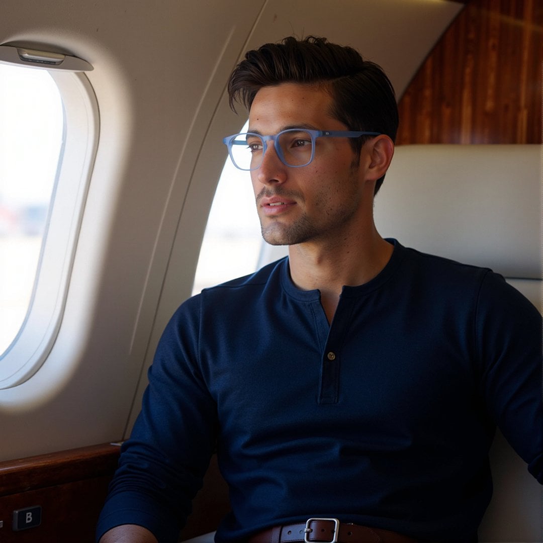 Lenskart Hustlr Blue sky Full Rim Square left side