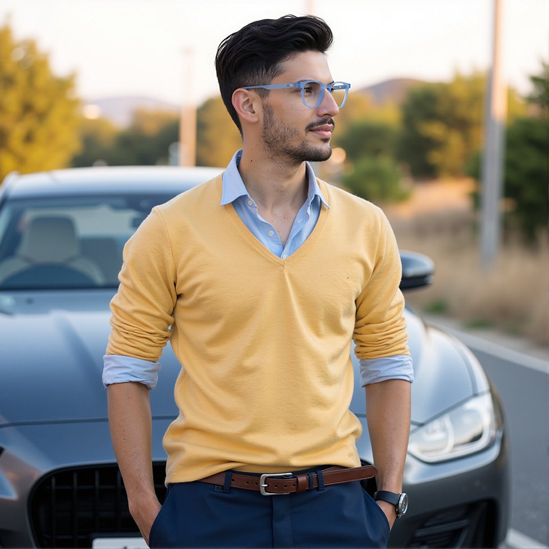 Lenskart Hustlr Blue sky Full Rim Square left side