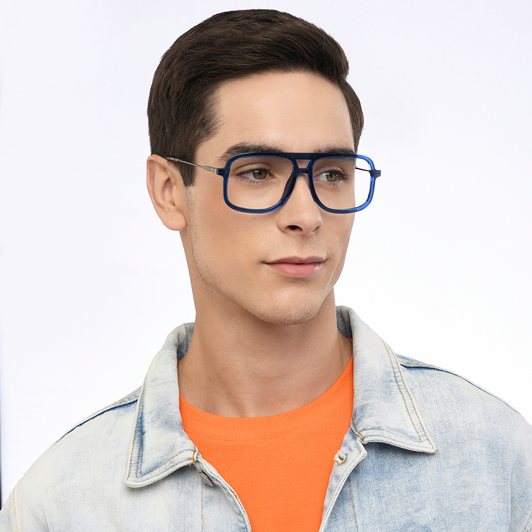 Lenskart Studio Online Blue Transparent Full Rim Square left side