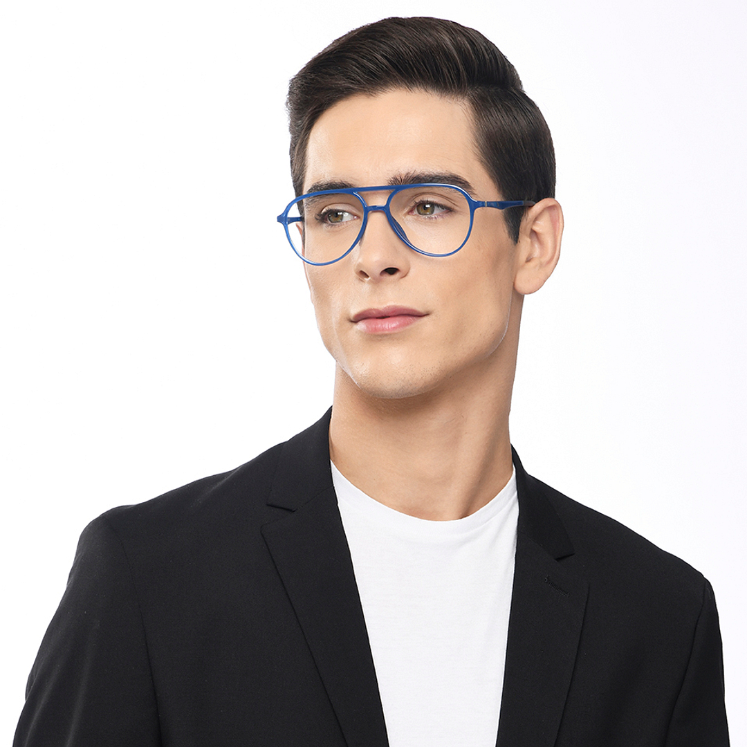 Lenskart Air Online Blue Transparent Full Rim Aviator left side