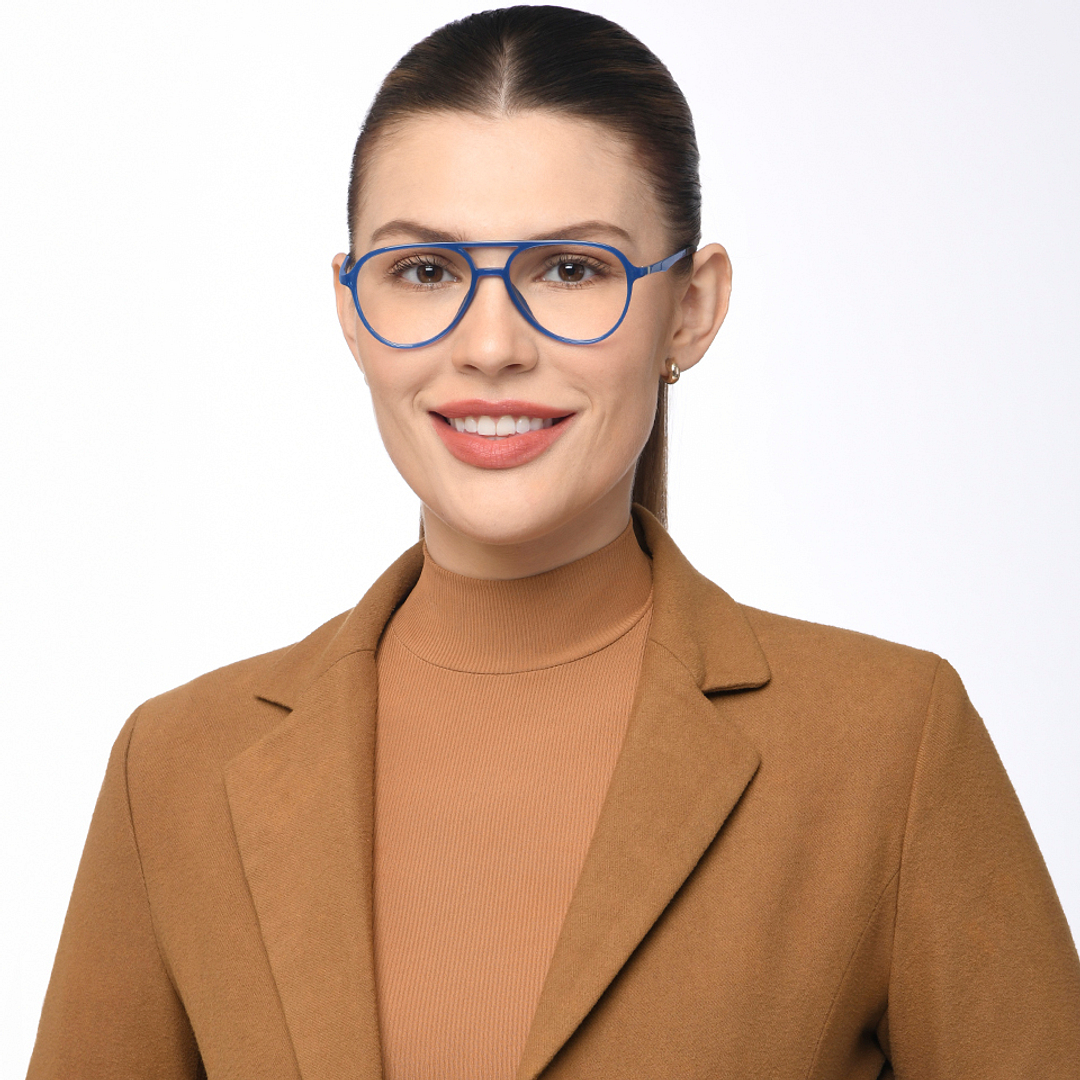 Lenskart Air Online Blue Transparent Full Rim Aviator right side