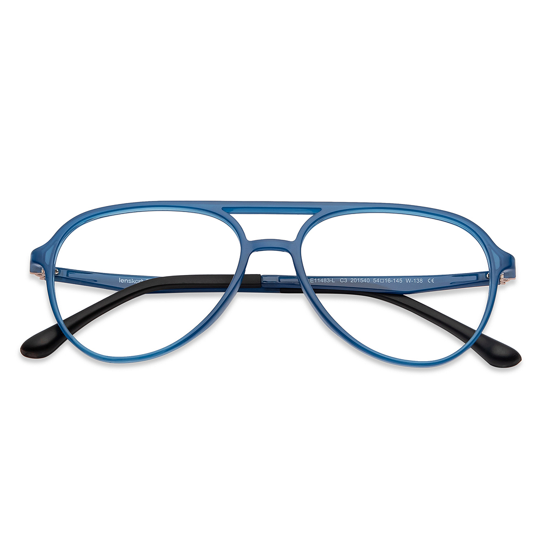 Lenskart Air Online Blue Transparent Full Rim Aviator left side