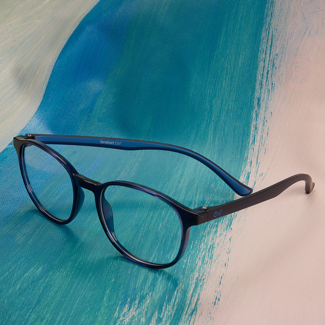 Lenskart Air Online Blue Transparent Full Rim Round left side