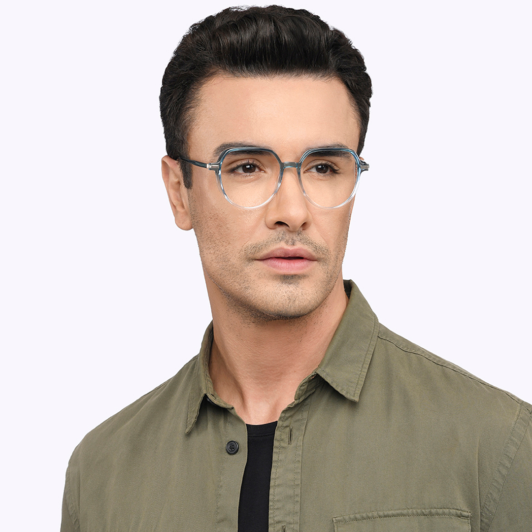 Lenskart Blue Transparent Full Rim Round left side