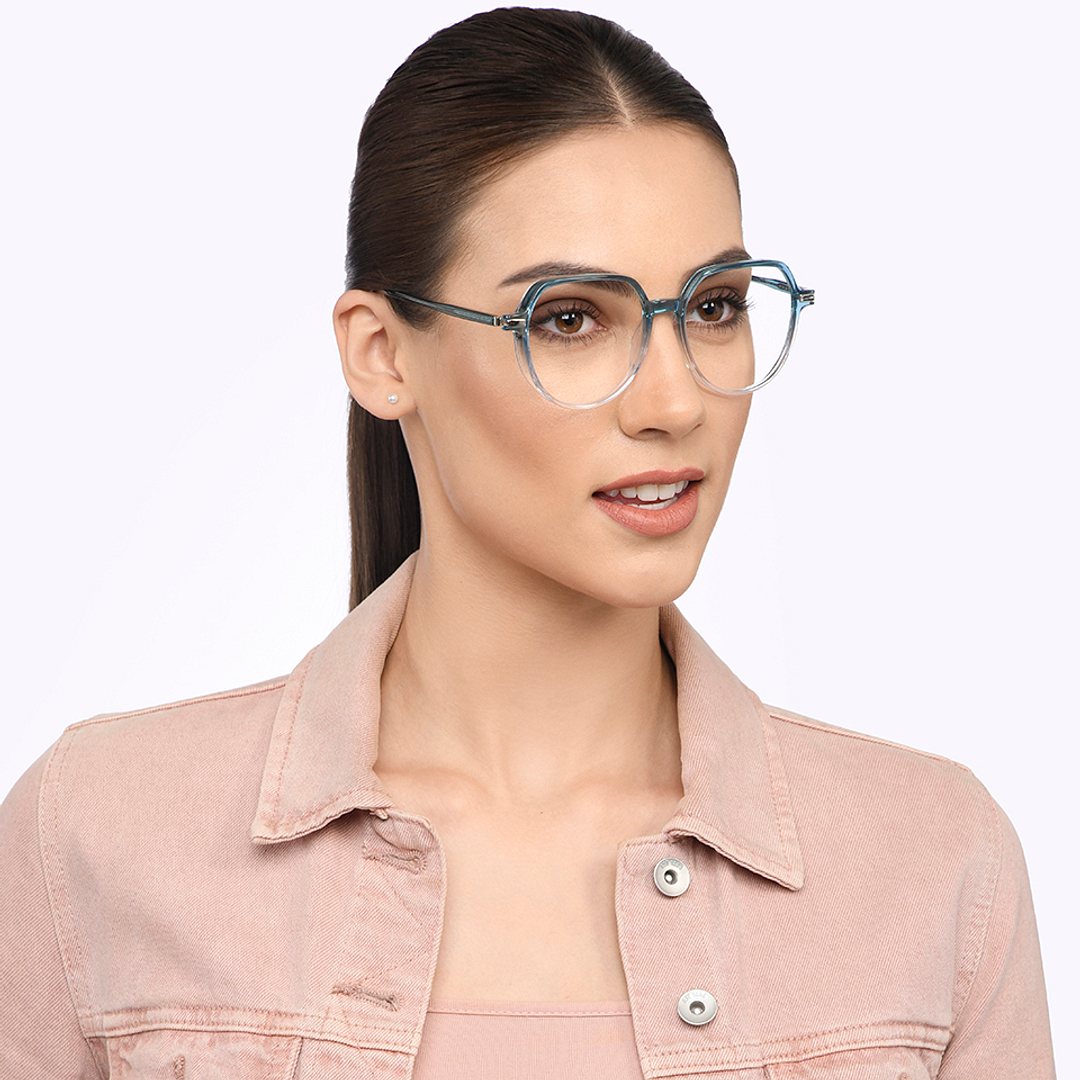 Lenskart Blue Transparent Full Rim Round right side
