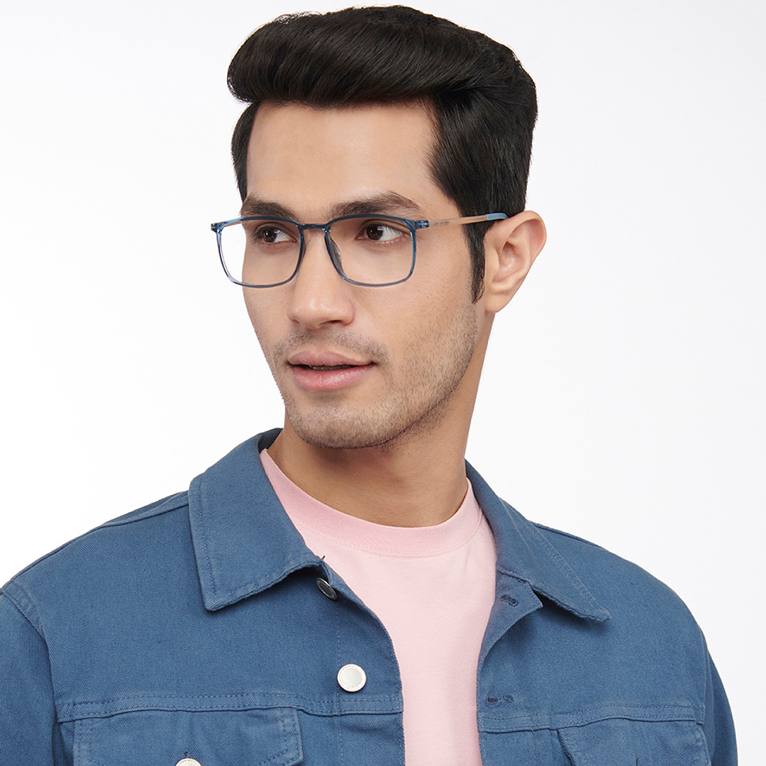 Blue Transparent Brown Blue Full Rim Square Lenskart Air Flex LA