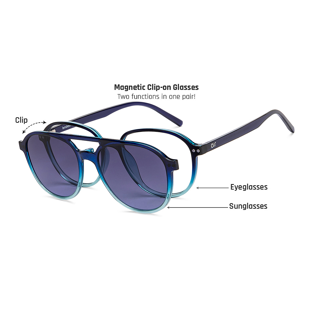 Lenskart Air Online Blue Transparent Full Rim Round left side