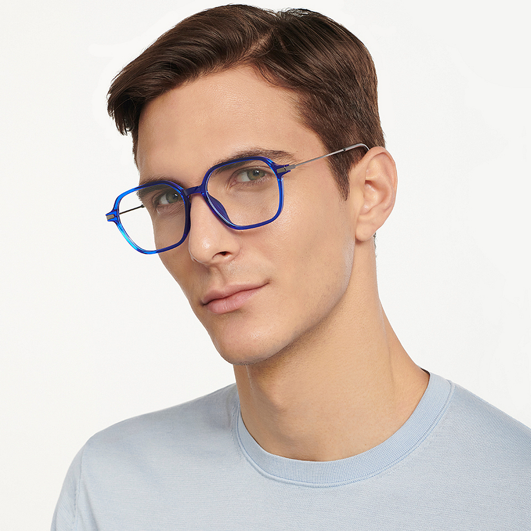 Lenskart Air Online Blue Transparent Full Rim Geometric left side