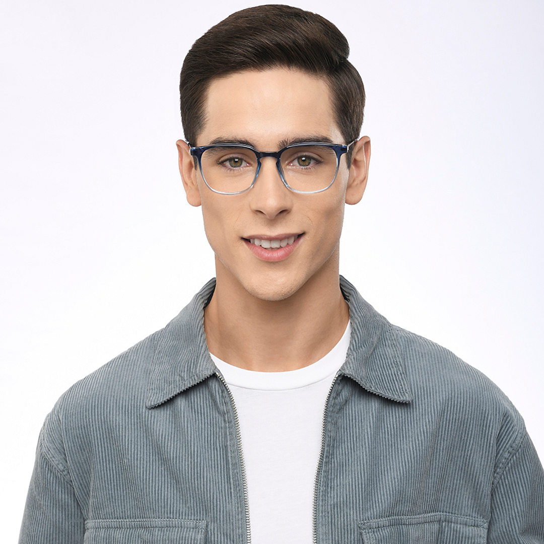 Lenskart Air Blue Transparent Full Rim Square left side