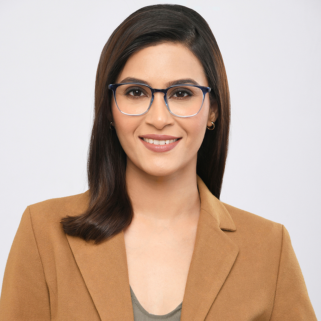 Lenskart Air Blue Transparent Full Rim Square right side