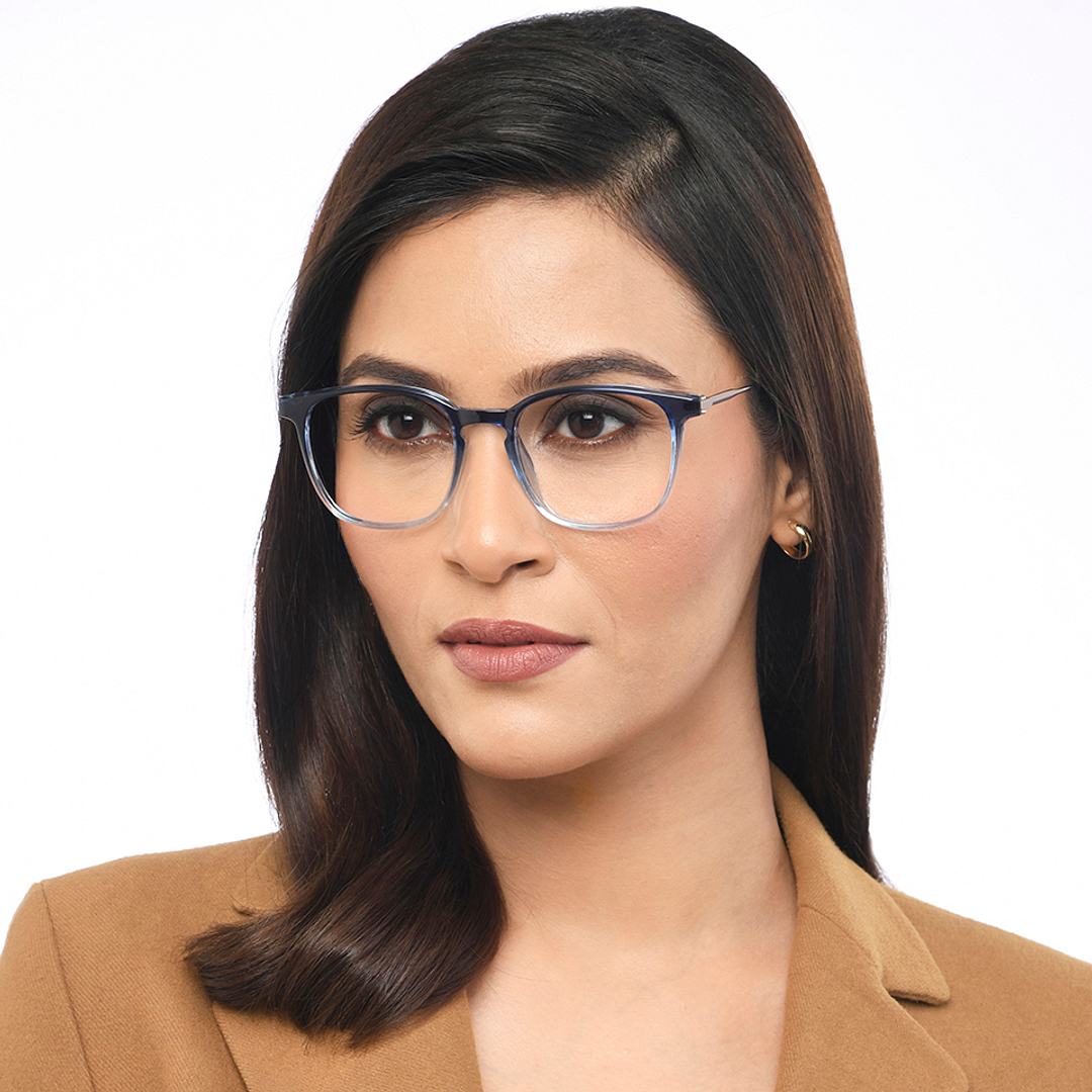 Lenskart Air Blue Transparent Full Rim Square left side