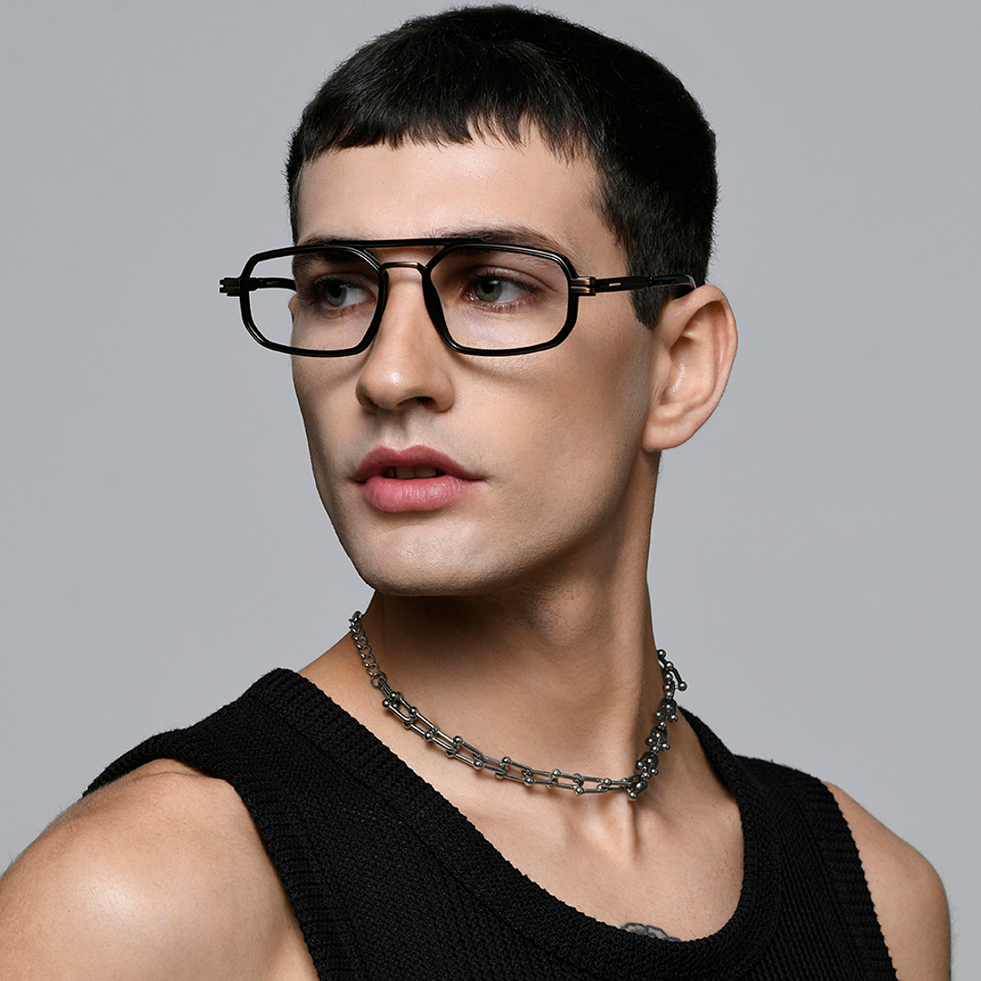 Lenskart STUDIO Black Full Rim Geometric left side