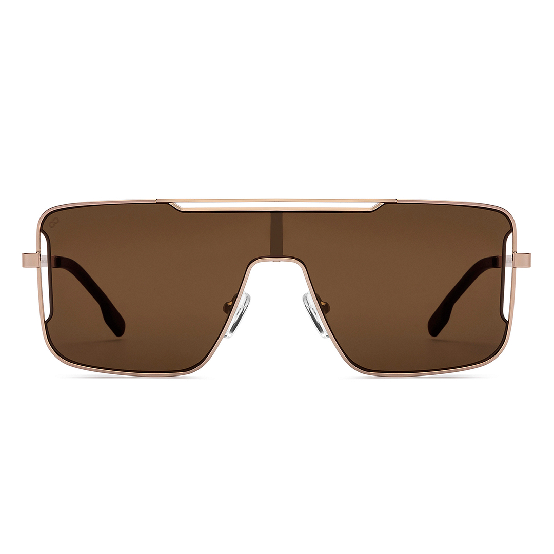 Buy Brown Gold Full Rim Rectangle Square Vincent Chase SHIELD