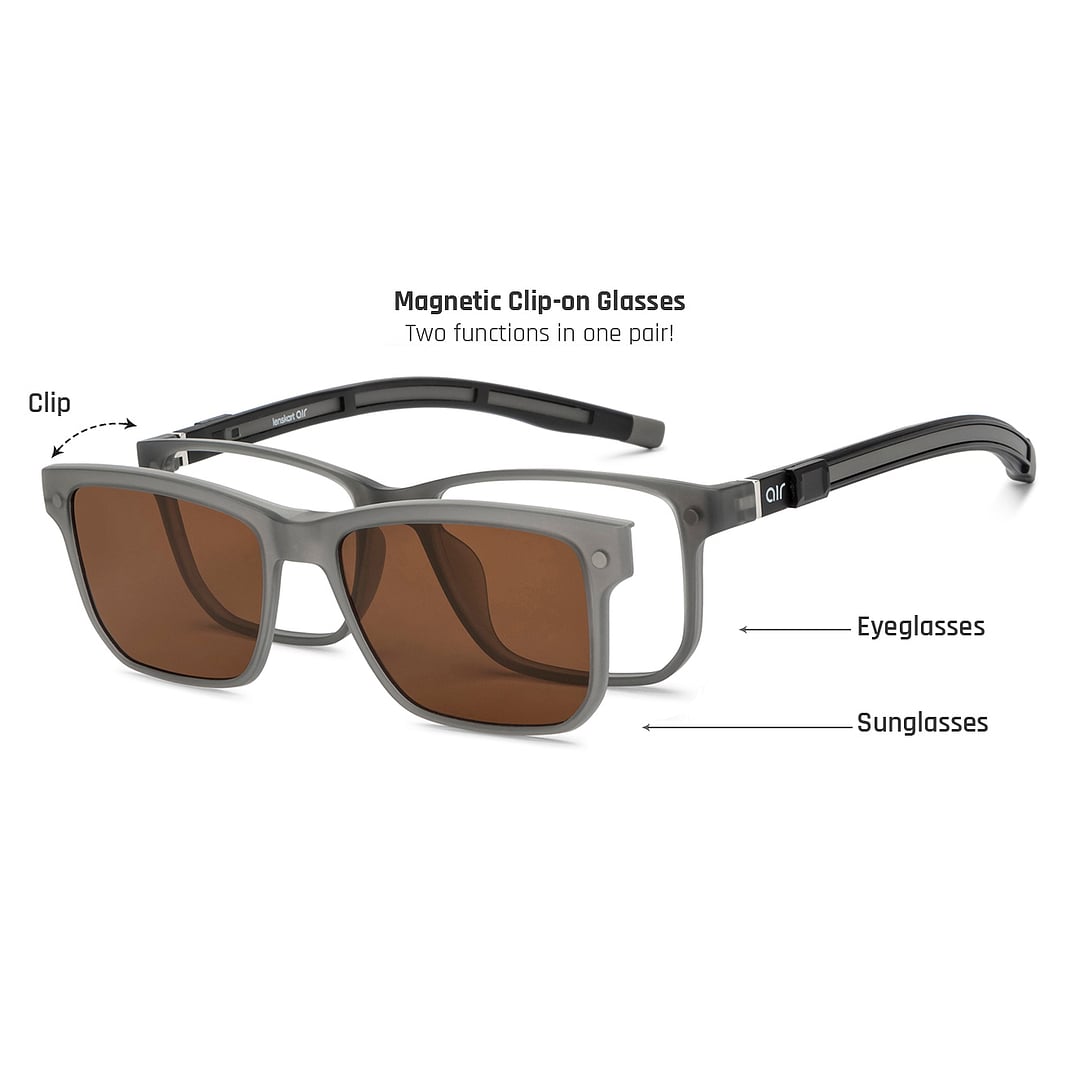 Lenskart Air Online Gray Transparent Full Rim Rectangle left side