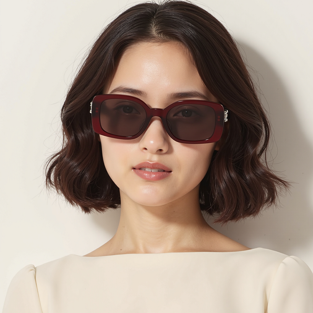 Lenskart STUDIO Red Transparent Full Rim Rectangle right side