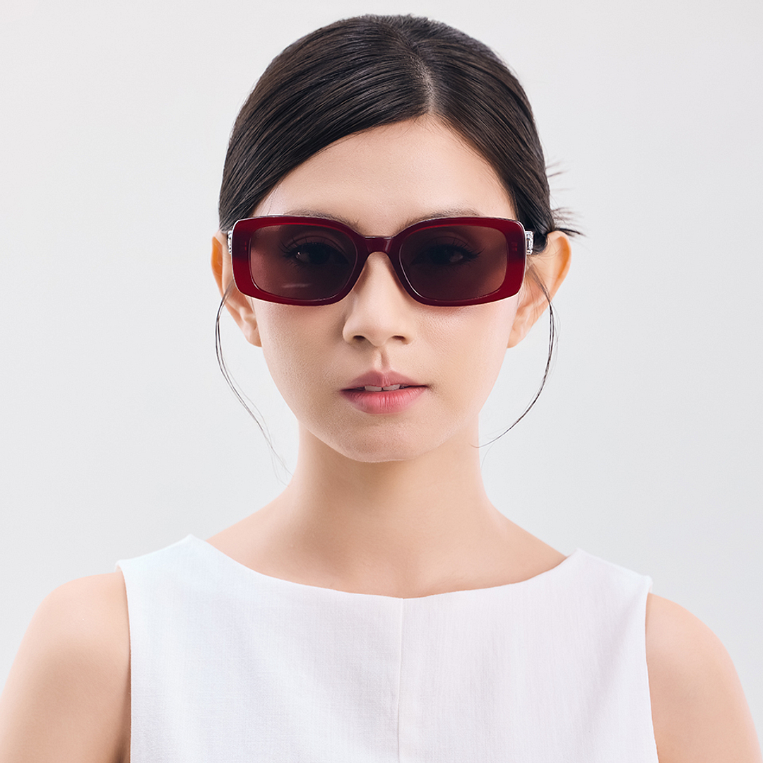 Lenskart STUDIO Red Transparent Full Rim Rectangle left side