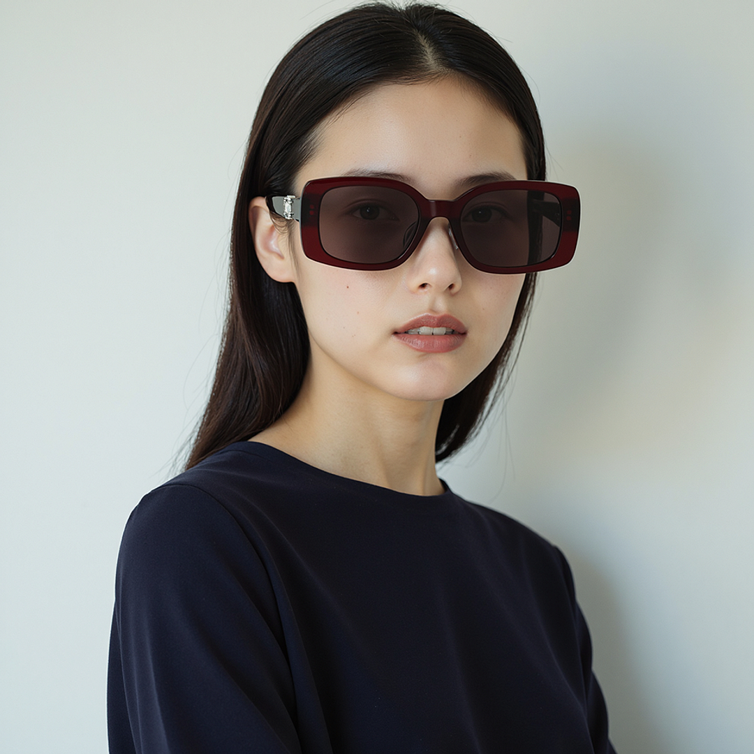 Lenskart STUDIO Red Transparent Full Rim Rectangle left side