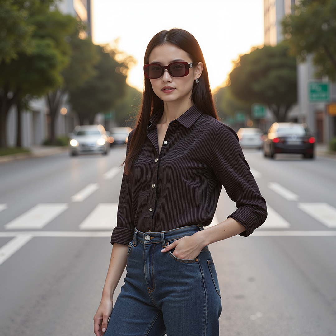 Lenskart STUDIO Red Transparent Full Rim Rectangle right side