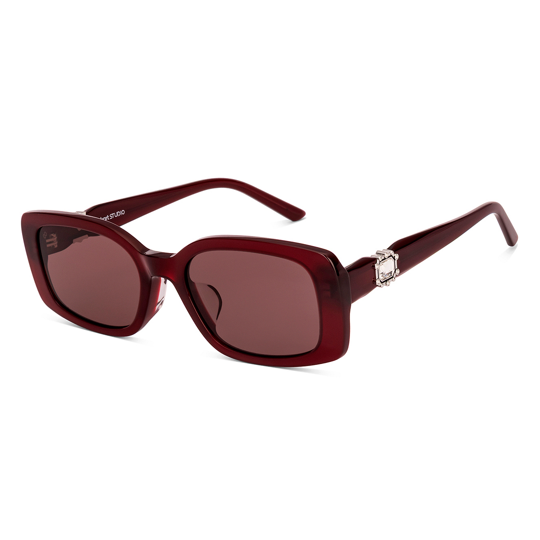 Lenskart STUDIO Red Transparent Full Rim Rectangle left side