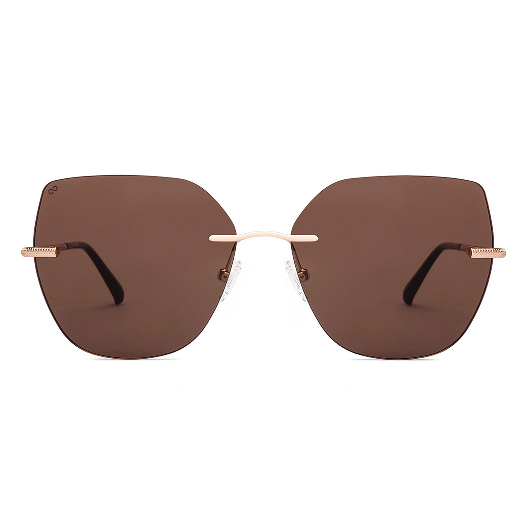 Lenskart Shiny Gold Rimless Cat Eye right side