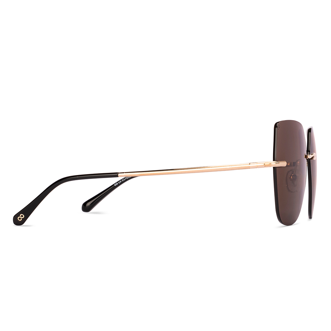 Lenskart Shiny Gold Rimless Cat Eye left side