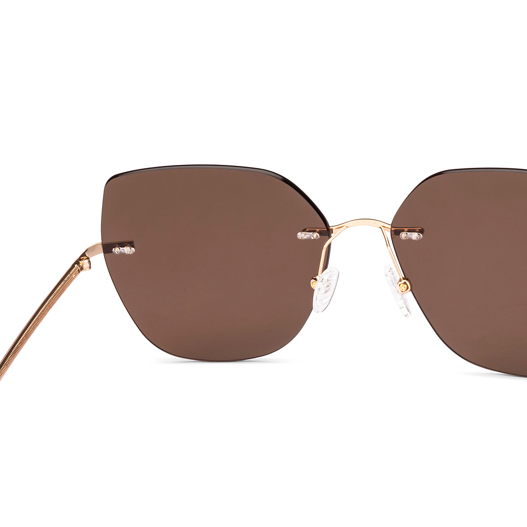 Lenskart Shiny Gold Rimless Cat Eye right side