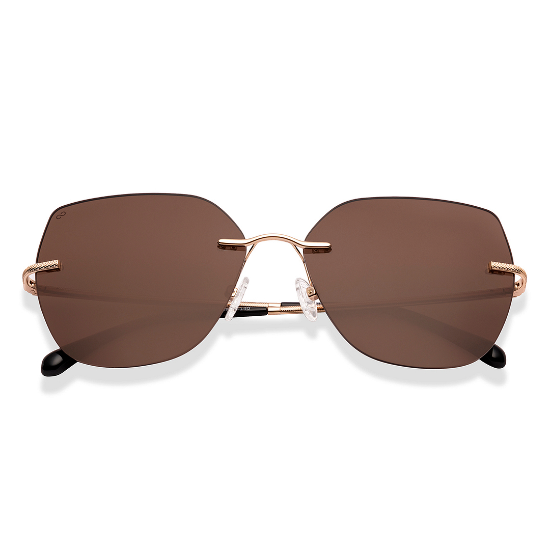 Lenskart Shiny Gold Rimless Cat Eye left side