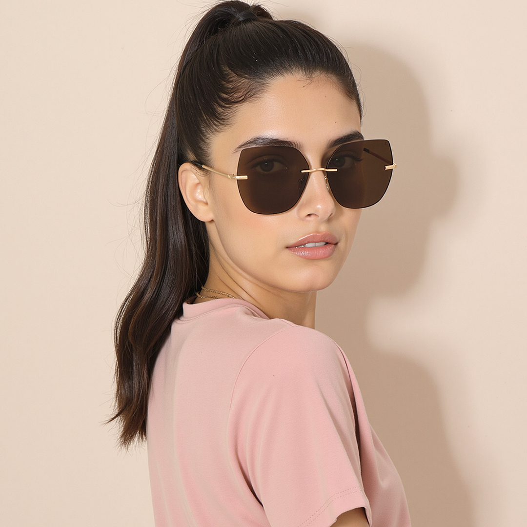 Lenskart Shiny Gold Rimless Cat Eye right side