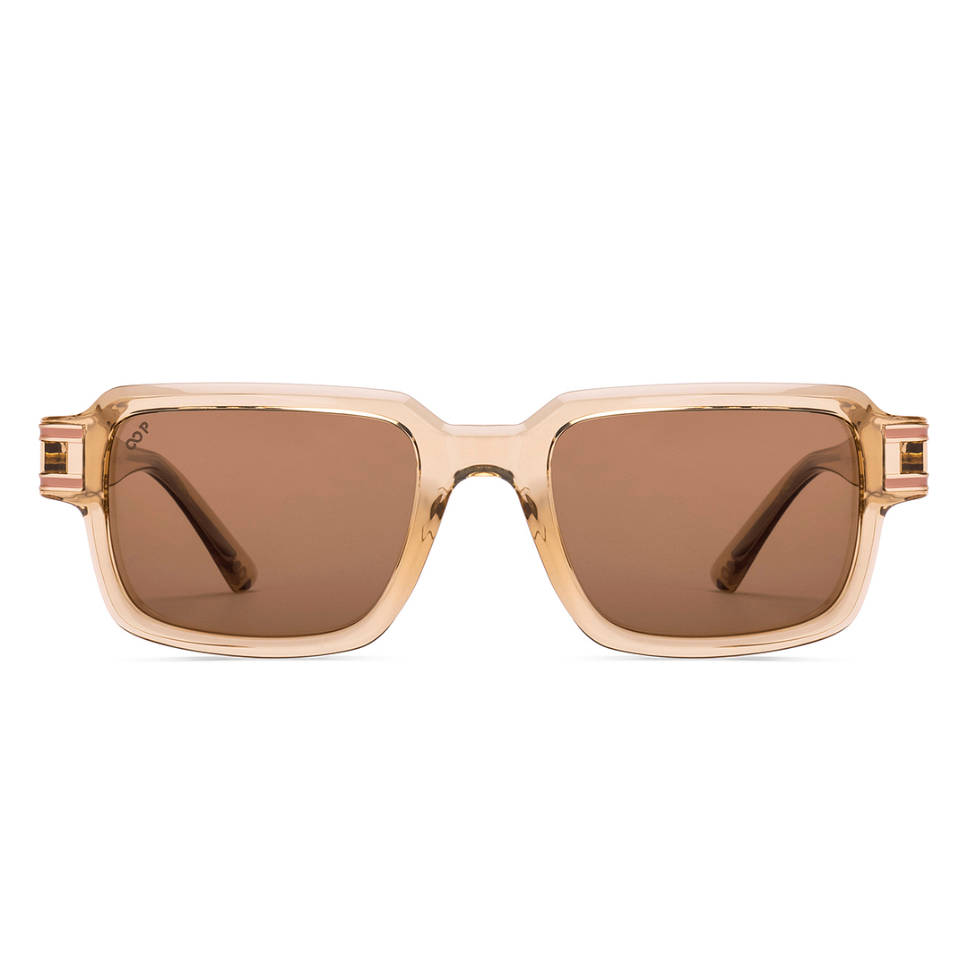 Brown Transparent Full Rim Rectangle Lenskart Studio VC Sun Non
