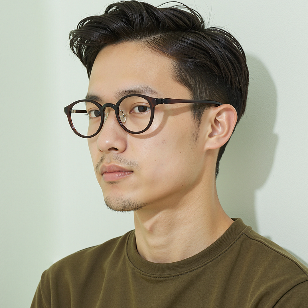 Lenskart Air Brown Transparent Full Rim Round left side