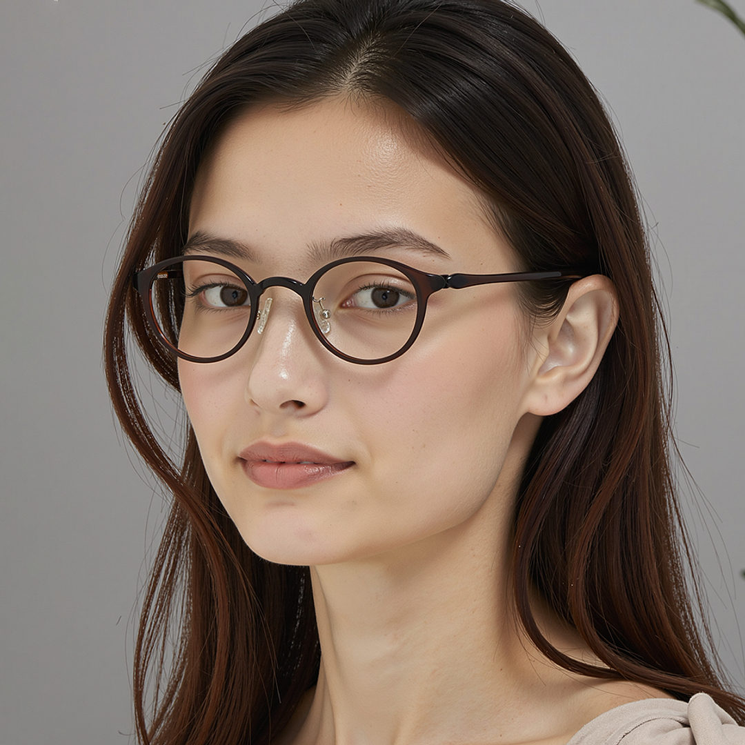 Lenskart Air Brown Transparent Full Rim Round left side