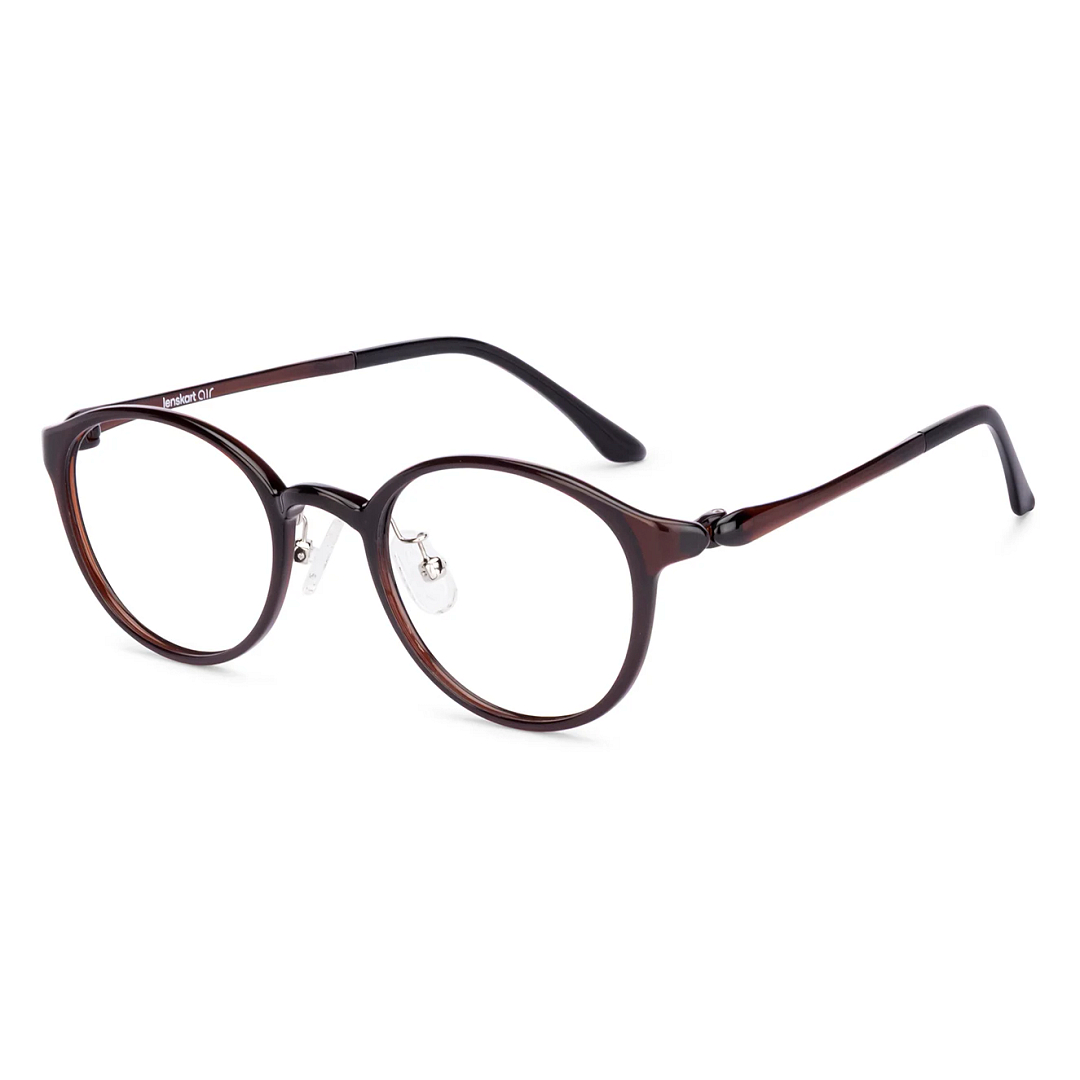Lenskart Air Brown Transparent Full Rim Round left side